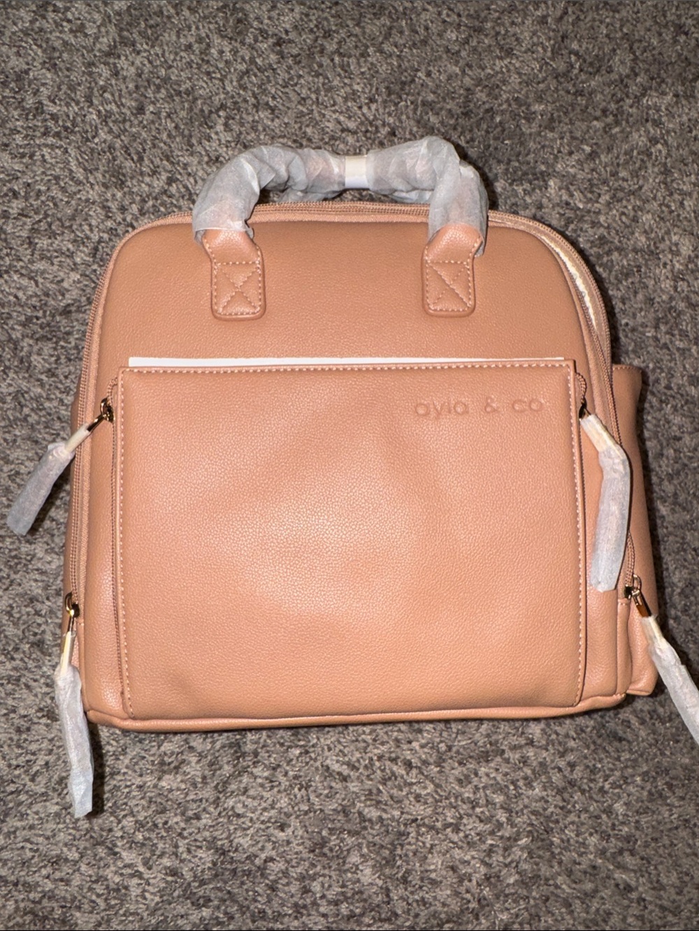 ayla & co Mini Tan Structured Diaper Bag Backpack